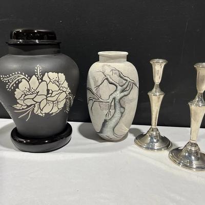 Reed & Barton Sterling Weighted Candlesticks, Ginger Jar And Vase