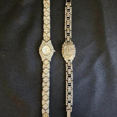 (2) Ladies Watches, Chiral Rhinestone Silver Watch, Pierre Nicole Silver & Rhinestone Watch