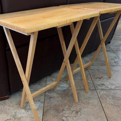 Collapsible Wooden TV Trays Side Tables - Light Color, Very Sturdy