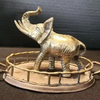 Antique Brass Elephant With Stand