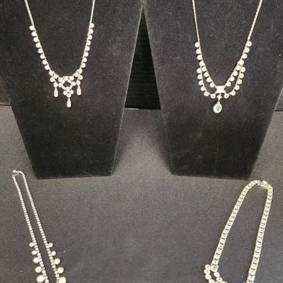 (4) Very Blingy Cubic Zirconia Necklaces, Hanging Jewels