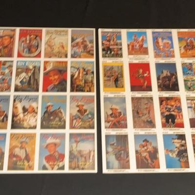 2 uncut sheets of 1992 Roy Rogers trading cards by Arrowcatch Productions