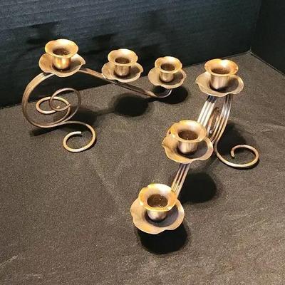 Antique Brass Candlestick Holders, Set Of 2