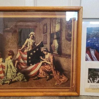 Pair - Flag Patriotic Prints, Small Cut Out Print Of "If My People" By Jack E Dawson