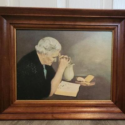 Woman "Our Daily Bread" Print, Wooden Frame, No Glass 