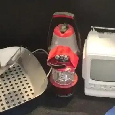 Let's go camping!  Miniature TV, Lanterns, BBQ Plate