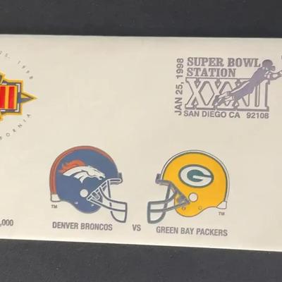 Super Bowl XXXII NFL Green Bay Packers Denver Broncos Envelope 32 USPS Stamp 1998