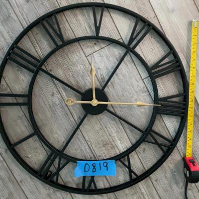Black Mental Wall Clock Battery Operated