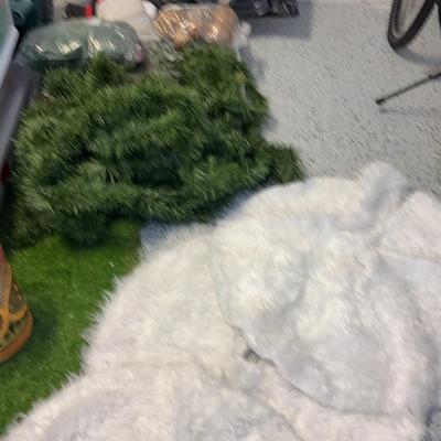 Christmas lot- Greenery, Decorations, Wreath And 3- Tree Skirts