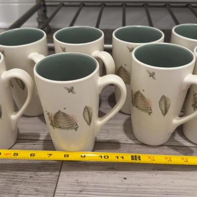 Set Of 8 - 6 Inch Garden Themed Coffee Mugs