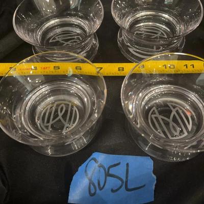 Four Small Glass Dessert Bowls, 4 Inches Wide By 2 1/2 Inches Tall