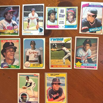 10 Older Rod Carew Baseball Cards.