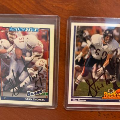 Two Autographed Stan Thomas Chicago Bears, Rookie Football Cards