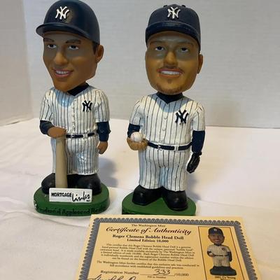 Limited Edition *Numbered* Roger Clemens Bobble & Promotional Mortgage Links Bobble Derek Jeter