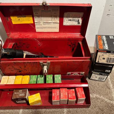 Red Head 330GB Trigger Power Actuated Tool With Lots of Power Loads & Fasteners with Tool Box.
