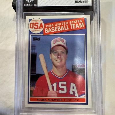 1985 Topps #401 Mark McGwire USA Baseball Card.  Beckett Graded 7.5 Near Mint