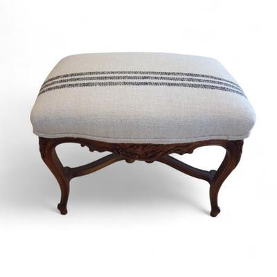 French antique stool with modern fabric 