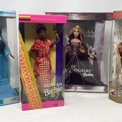 Birthstone December/Turquoise, Kenyan, 2004 Holiday, and Thai Barbie Dolls
