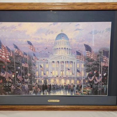 Signed Thomas Kinkade Print - Flags Over The Capital (1337/1991)