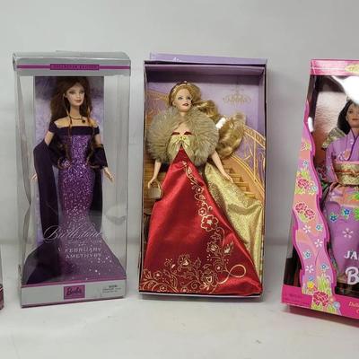 Austrian, Birthstone February/Amethyst, Glamorous Gala, and Japan Barbie Dolls