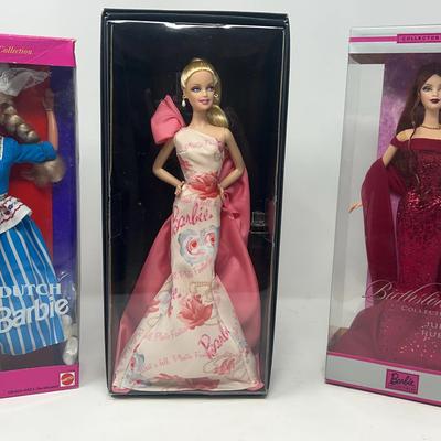 Dutch, Rose Splendor, and Birthstone July/Ruby Barbie Dolls 