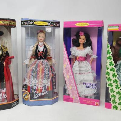 Spanish, Polish, Puerto Rican, and Irish Barbie Dolls