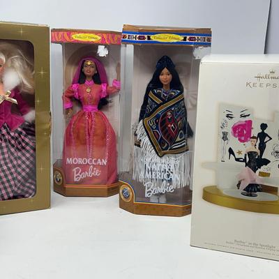 Winter Rhapsody, Moroccan, and Native American Barbie Dolls, and Keepsake Barbie Ornament