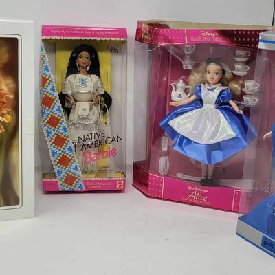 Classique, Native American, and Birthstone September/Sapphire Barbie Dolls, and Walt Disney Alice