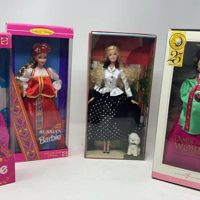 Dolls of the World, Russian, Talk of the Town, and Princess of the Korean Court Barbie Dolls