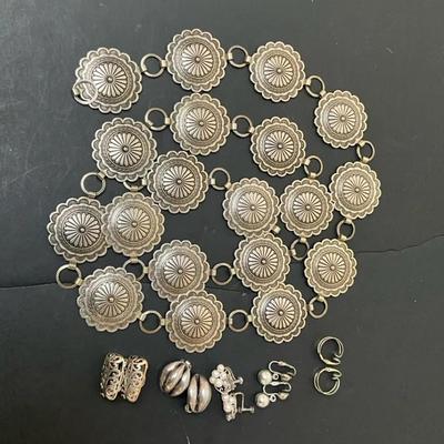 Chain Belt and Silver Earrings 