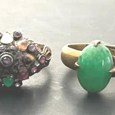 Rings Stamped, 950/14k/Asian Characters 