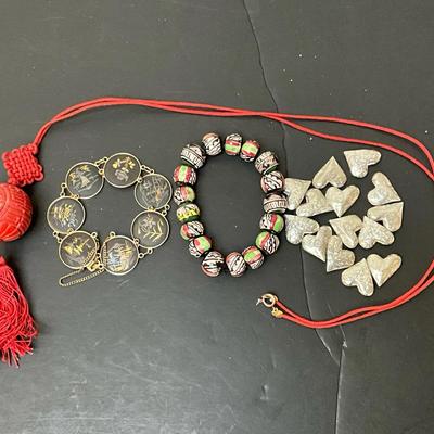 Amita Japanese Damascene Bracelet/Cinnabar Shou Pendant/Others