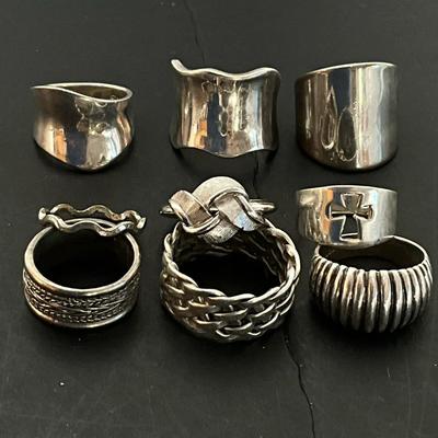 Collection of Silver Rings -Variety of Stamps 