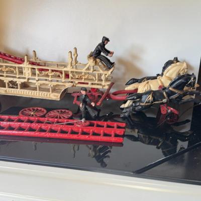 Cast Metal Horse Drawn Fire Engine
