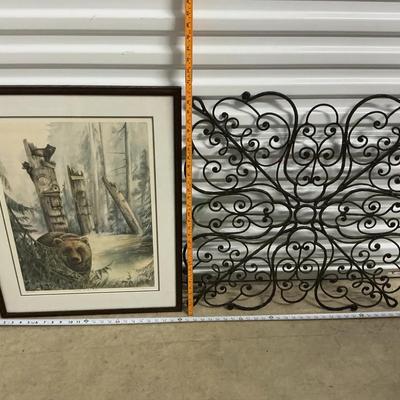 Bear Painting with Iron Bar Wall Decor