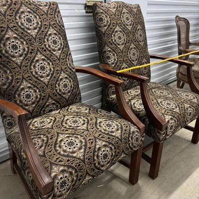Two large upholstered design chairs