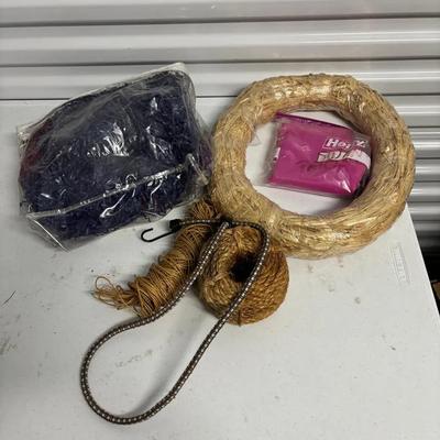 Set Of Twine, Bungee Cord, And Straw Wreath 