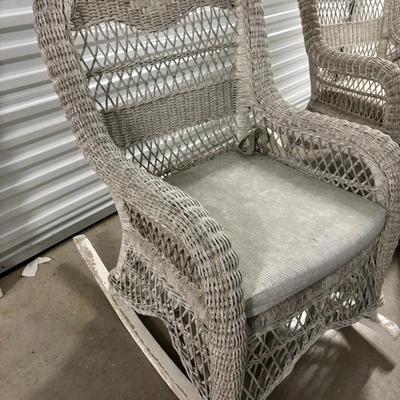 Two Outdoor Wicker White Chairs With Patty