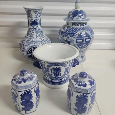 Antique Blue And White China Set