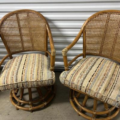 Vintage Mc Guire Brand 6 Swivel Cane Chairs