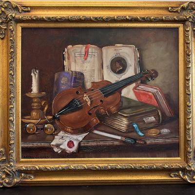  Apatfalvi Janos Czene Was - Signed Giltwood-Framed Still Life Canvas Painting