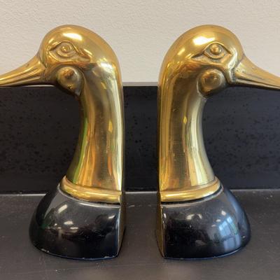 Pair of Brass Duck Head Bookends
