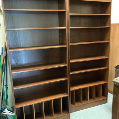 Pair Of Dark Wood Bookcases Cases