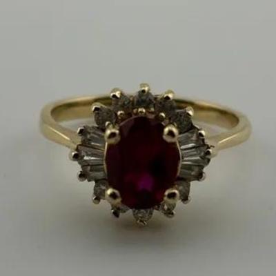 14k Yellow Gold 1 Carat Oval Ruby Ring