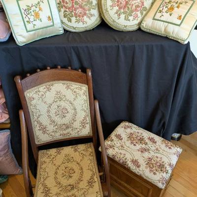 Collapsible Tapestry Chair w/ Chest & Complimentary Pillows