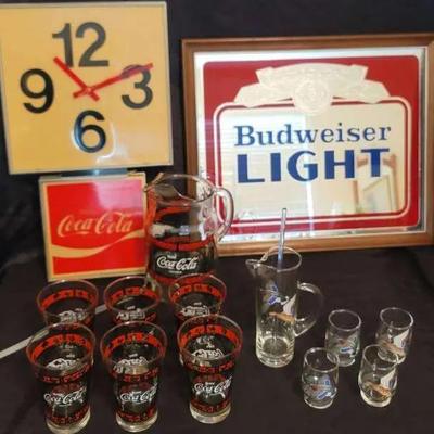 Vintage Coca-Cola & Budweiser Bar Collectibles
