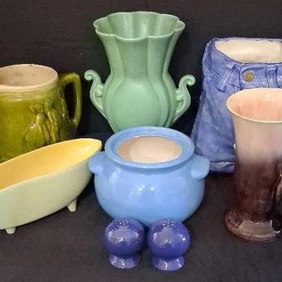 Colorful Pottery & Planters Featuring Novelty Blue Jean Design