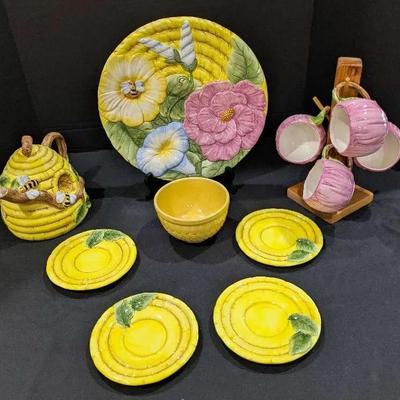 Bombay Ceramic Dinnerware with Beehive Teapot & McCoy Dish