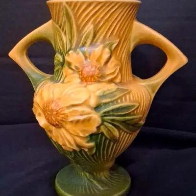 Roseville Peony Pottery Two-Handled Vase