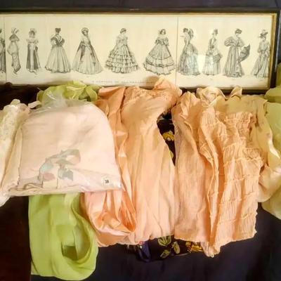 Vintage Dresses & Framed Fashion Print